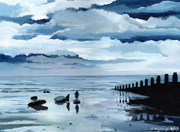 Discovering Rocks on Eastbourne Beach painting
