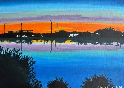 Sunrise at Lake Kawana and The Sunshine Coast Stadium, Australia